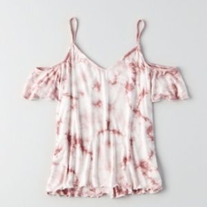 AEO off the shoulder tie die t-shirt